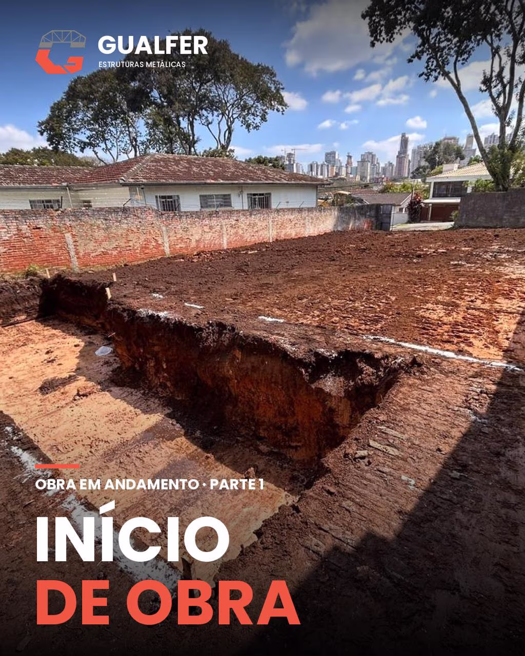 Início de obra: terreno preparado para as fundações, em Curitiba